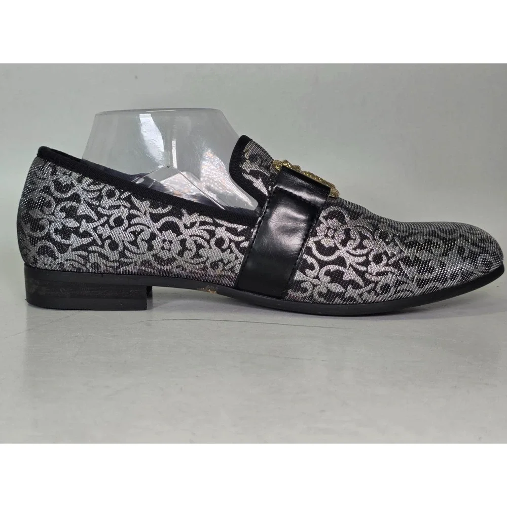 Meijiana Men's Loafers Size 8 Silver Black Gold Snake Slip On Dress Shoes‎